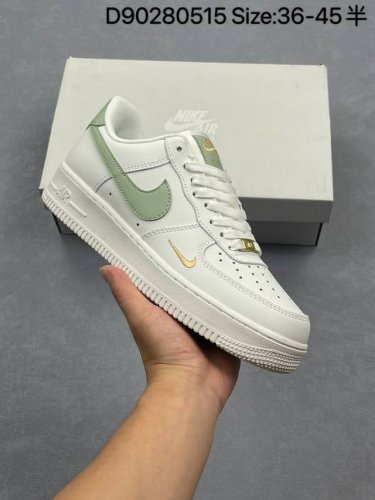 Nike Air Force 1 Low White And Green Swoosh Low-Top Casual Sneakers Official Syn