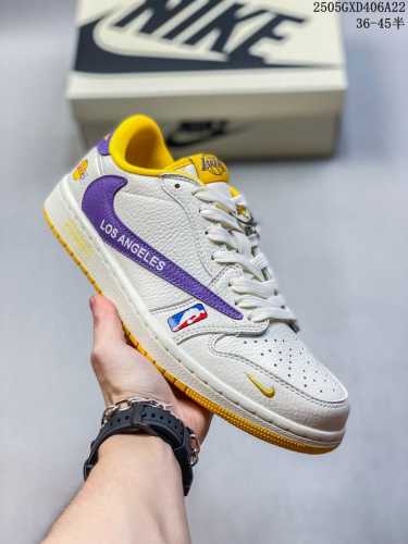 High-End Custom Travis Scott X Jordan 1 Low Los Angeles Purple And Gold Lakers J