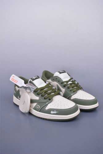 Fragment X Travis Scott X Stussy Air Jordan 1 Low Three-Party Joint Inverted Hoo