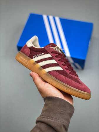 Adidas Handball Spezial Classic Leather Retro Casual Skate Shoe Burgundy White R - Click Image to Close