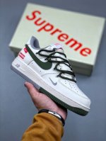 Nike Air Force 1'07 Low Supreme Joint Double Gray-Green Drawstring Air Force One