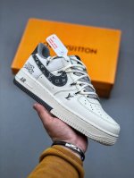 Nike Air Force 1 Low 07 X Louis Vuitton White And Black Straps With Stars Origin
