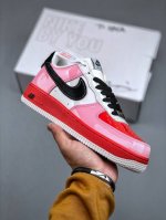 Nike Air Force 1 "07 Lacquered Black And Pink Low-Top Casual Sports Sneakers. So