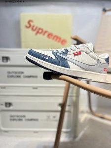 Company-Level Top Layer Leather Supreme X Jordan Air Jordan 1 Low Aj1 Low-Top Se