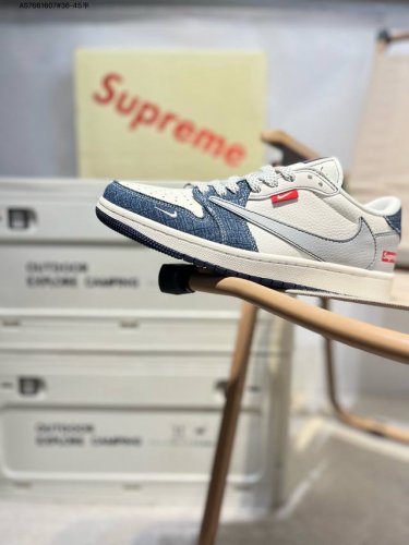 Company-Level Top Layer Leather Supreme X Jordan Air Jordan 1 Low Aj1 Low-Top Se