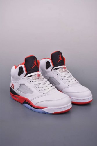 jordan Air Jordan 5 Fire Re D Black Tongue Replica White And Red Pure Origina