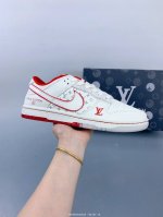 Nk Sb Dunk Low Lv Collaboration --- White And Red Dual-Color Outsole Anniversary