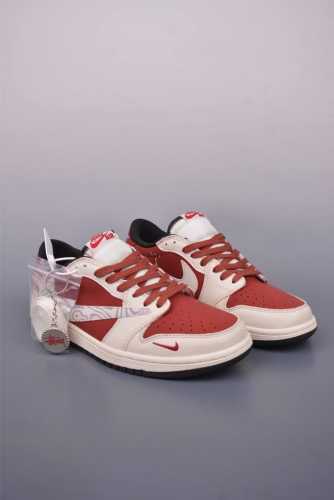 fragment X Travis Scott X Stussy Air Jordan 1 Low Three-Party Joint Inverted