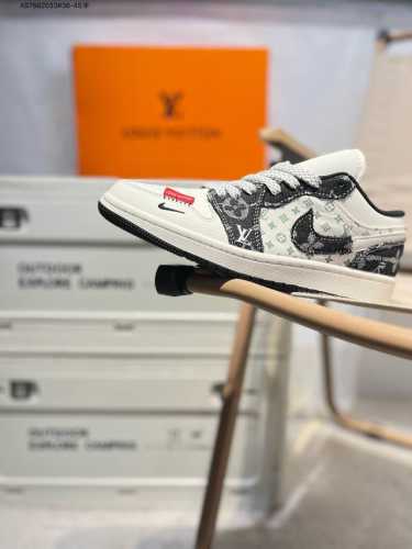 Company-Level Top Layer Leather Lv X Jordan Air Jordan 1 Low Aj1 Low-Top Series