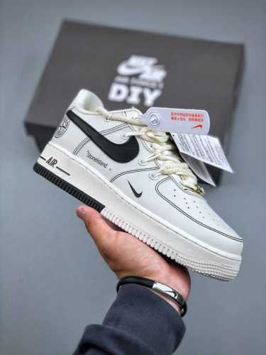 nike Air Force 1'07 Low Beige Strap Black Hook Air Force One Low-Top Casual S