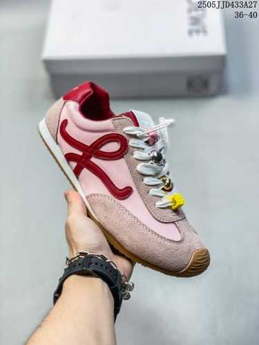 Genuine Label Loewe Ballet Runner 2.0 Calfskin Round Toe Lace-Up Low-Top Casual