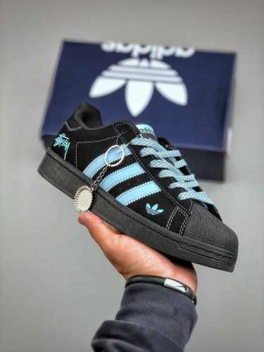 c Version Adidas Originals Superstar Stussy Co-Branded Black And Blue Classic