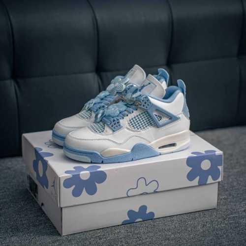 Core Private Air Jordan 4 Retro Aluminum White And Blue Aj4 Jordan 4Th Generatio