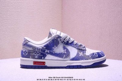 Nike Sb Dunk Low Lv Collaboration Blue Denim Anniversary Premium Custom Low-Top