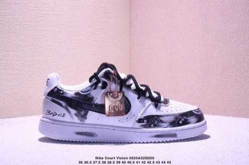 Corporate Nike Court Vision 1 Low Phantom Cross Hand-Painted Graffiti Customized