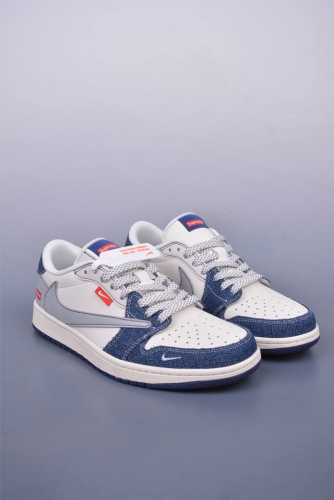 Fragment X Travis Scott X Supreme Air Jordan 1 Low Three-Party Joint Inverted Ho