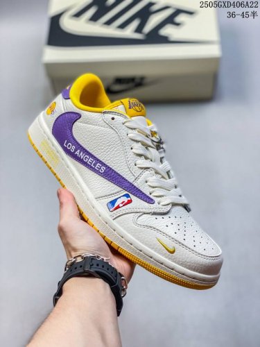 High-End Custom Travis Scott X Jordan 1 Low Los Angeles Purple And Gold Lakers J