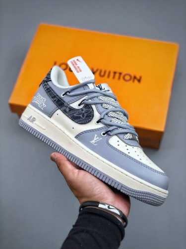 nike Air Force 1'07 Low Lv Joint Gray-Blue Canvas Drawstring Air Force One Lo