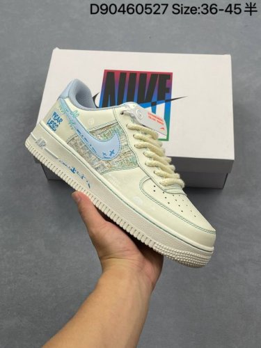 nike Air Force 1 Low 07 White, Gray And Blue Hemp Rope Graffiti Original Last