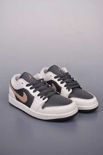 Air Jordan 1 Low Black, White And Brown Aj1 Low-Top Casual Sneakers Synchronized
