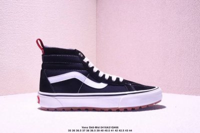 Vans Classic High-Top Casual Shoes, Black With White Stripes, Wear-Resistant Rub