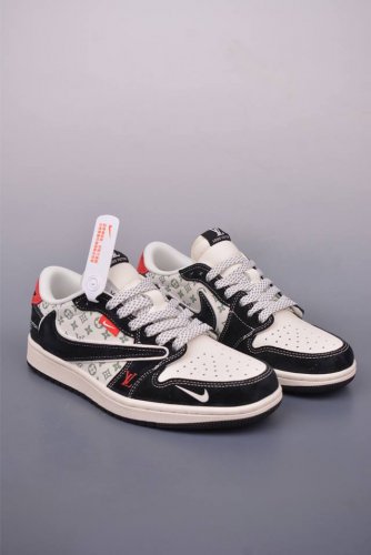 fragment X Travis Scott X Lv Air Jordan 1 Low Three-Party Joint Inverted Hook