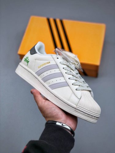 Adidas Originals Stussy Co-Branded White And Gray Color Classic Shell Head Offic