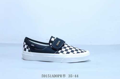 Vans Slip-On 47V Dx Anaheim Velcro Retro Casual Canvas Shoes, Unisex Black And W