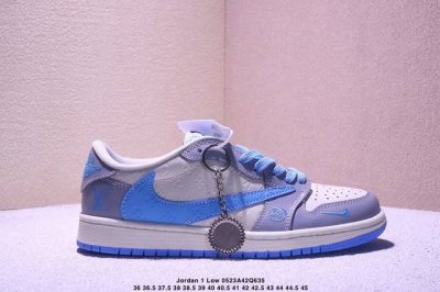 High-End Custom Travis Scott X Jordan 1 Low Violent Bear Joint-Black And White L
