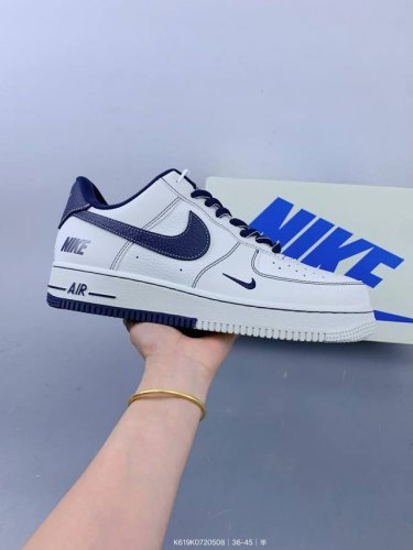 Company-Grade Nike Air Force 1 '07 Low Cream White Blue Swoosh Air Force One Low