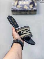 Dior Dway Slide Dway Series Women's Flat Retro Letter Computer Embroidery Color