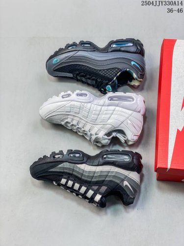 Nike Air Max 95 Black Gray Comfortable All-Match Air Cushion Running Shoes Fv47