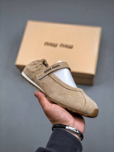 Miu Miu Spring New Arrival Runway New Style Slip-On Mary Jane Ballet Flats Offic