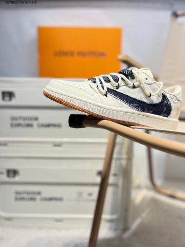 Company-Level Top Layer Leather Lv X Jordan Air Jordan 1 Low Aj1 Low-Top Series