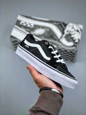 Official Correct Version Removable Insole Vans Sk8-Low Pro Black And White Class - Click Image to Close