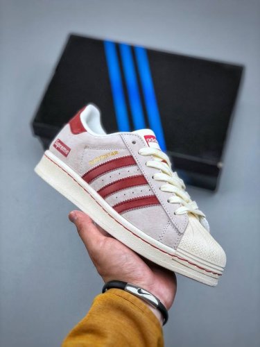 Ad Originals Superstar X Supreme Grey Red Uses A New Top-Layer Stitching Leather