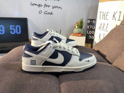 Nike Dunk Low Givenchy Collaboration Skate Shoe Series In Off-White And Blue Col