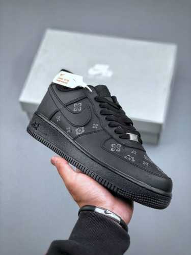 Nike Air Force 1'07 Low Lv Custom All Black Small Flower Air Force One Low-Top C