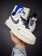 B Company-Grade Nike Air Force 1 '07 Low Cream White Blue Swoosh Air Force 1 Low