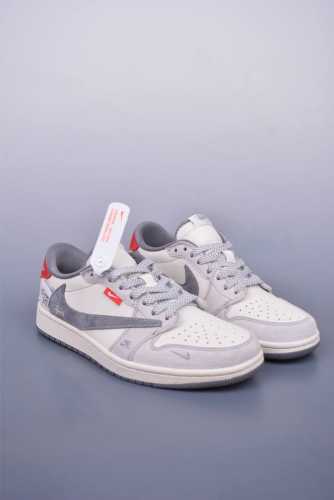 Fragment X Travis Scott X Stussy Air Jordan 1 Low Three-Party Joint Inverted Hoo