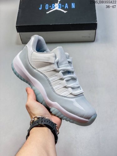 air Jordan 11 Low Aj11 Low-Top White And Orange Women's Sports Casual Basketb