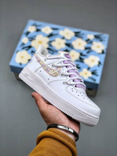 Nike Air Force 1 Low 07 White And Purple Straps Original Last And Original Cardb