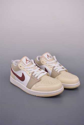 air Jordan 1 Low Beige Red Aj1 Jordan 1 Low-Top Casual Sneakers Synchronized