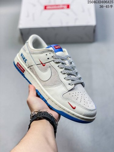 High-End Customized Nike Sb Dunk Low Joint Three-Hook Milky White And Blue Color