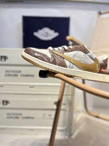 Company-Level Top Layer Leather Supreme X Jordan Air Jordan 1 Low Aj1 Low-Top Se