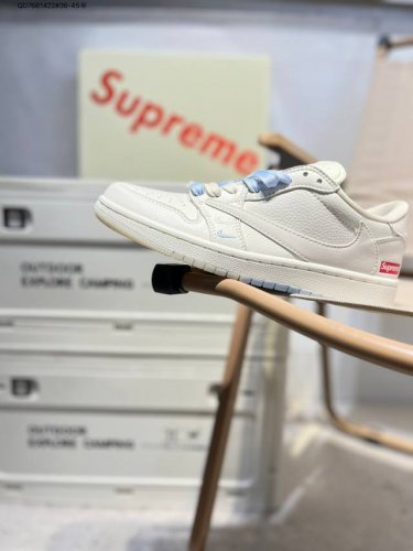 Company-Grade Top-Layer Leather Supreme X Jordan Air Jordan 1 Low Aj1 Low-Top Se