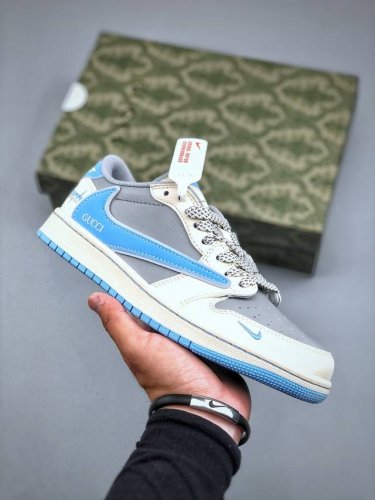 d Version Nike Dunk Low Inverted Hook Gucci Joint White Gray Blue Small Hook