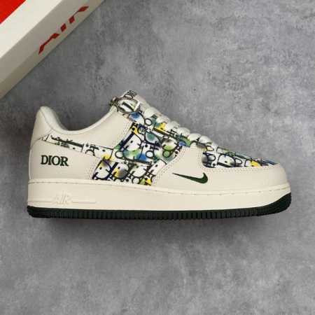 Local Core Private Nike Air Force 1'07 Low Dior Joint Beige Green Floral Air For - Click Image to Close
