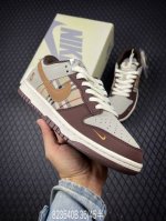b High-End Customized Nike Sb Dunk Low Burberry Joint --- Brown Khaki Plaid H