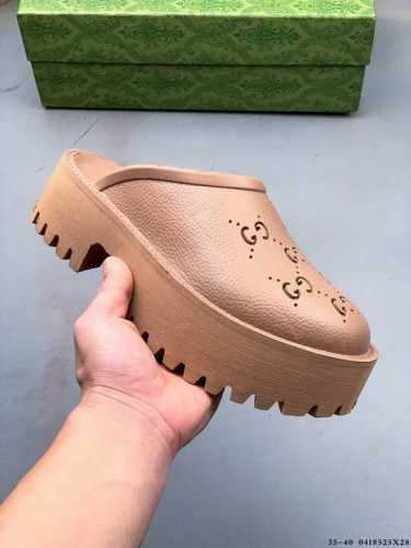Company Level! Gucci Comfortable And Versatile Thick-Soled High-Heeled Slippers